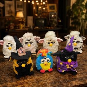 Vintage Furby Lot Tiger Electronics Witch Wizard Babies 1998 1999 Collection 7pc